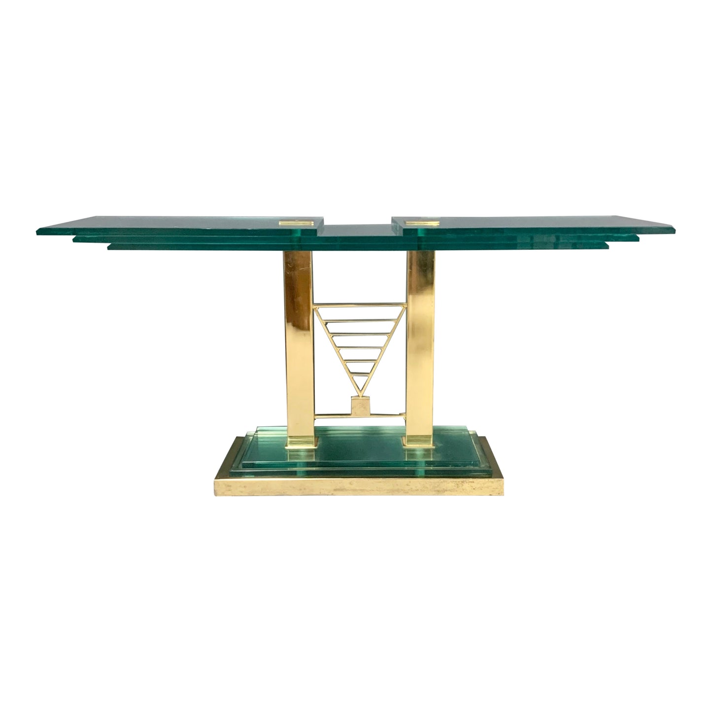 SOLD – Postmodern Console Table in Glass and Brass By DIA