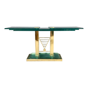Postmodern Console Table in Glass and Brass By DIA