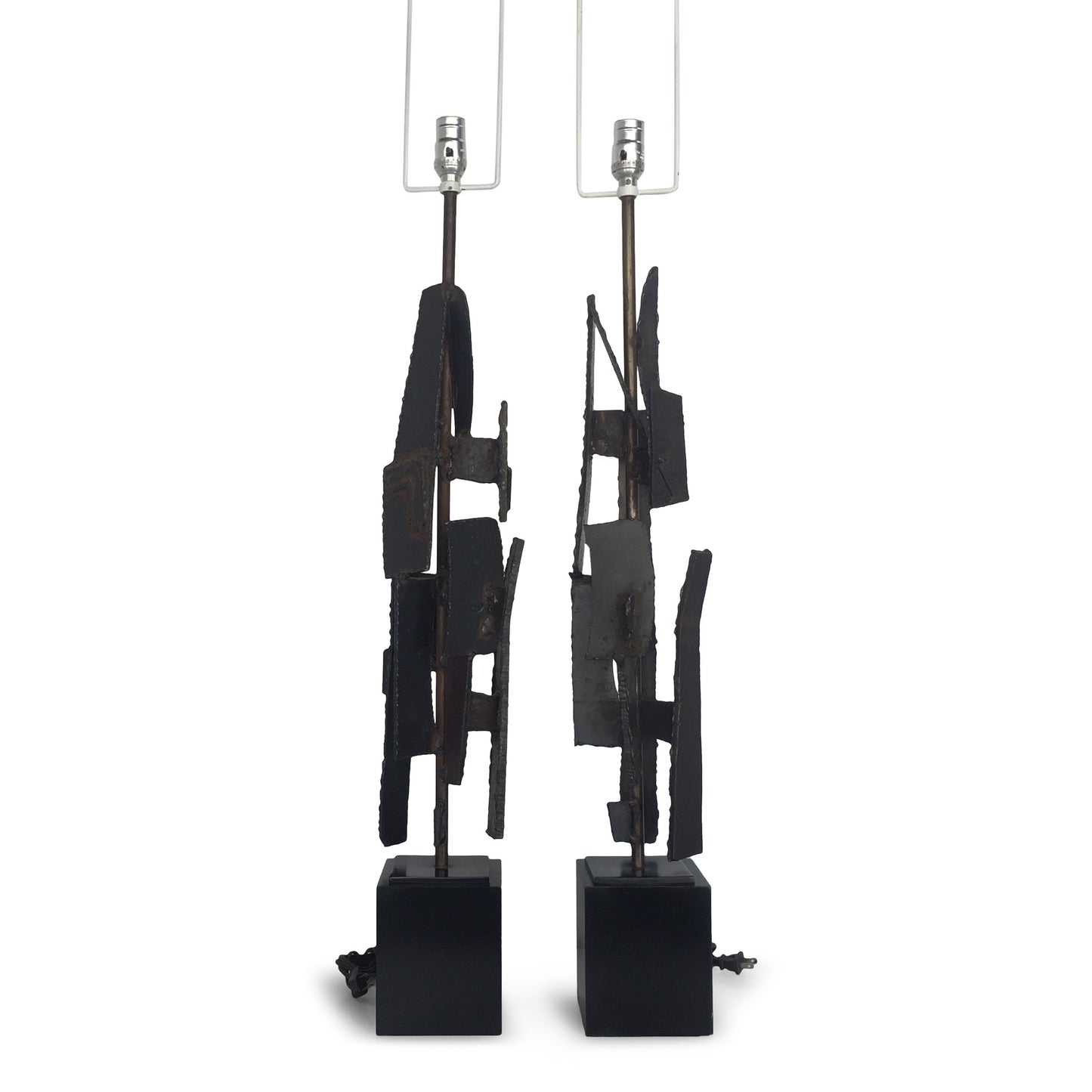 SOLD – Harry Balmer Brutalist Sculpture Lamps for Laurel Lighting Co