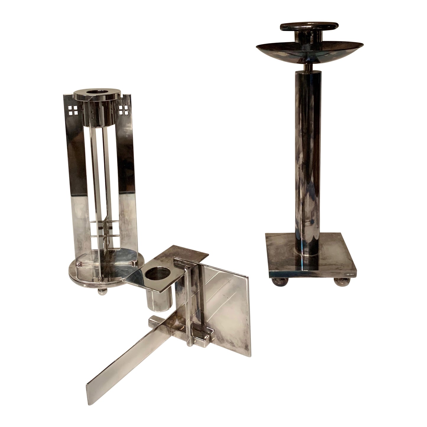 SOLD – Silver Candleholders Set of Three by Richard Meier for Swid Powell