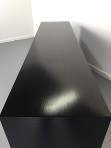 Sculptural Ebonized Credenza with Silver Leafed Front