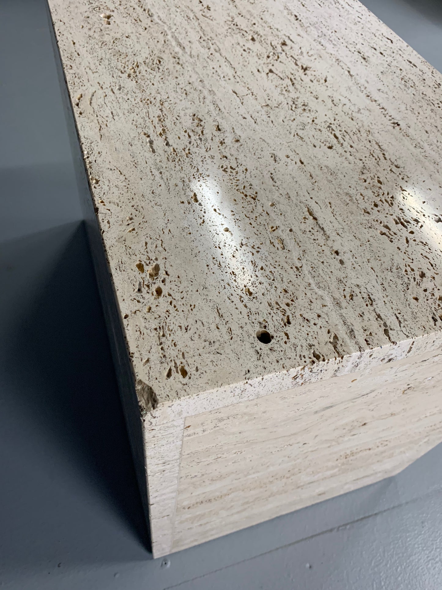 Italian Travertine Side Table Mid-century