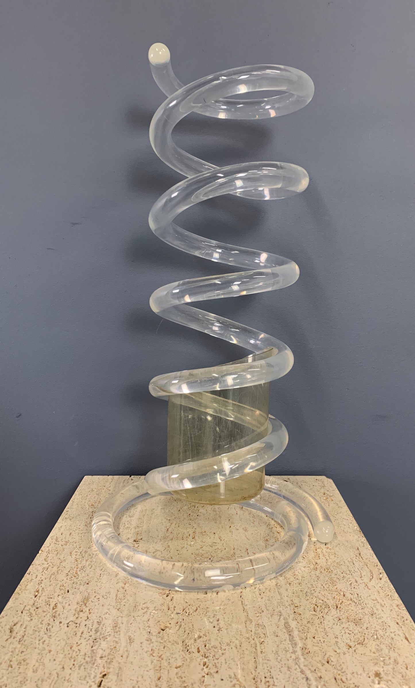 SOLD – Coiled Lucite Umbrella Stand by Dorothy Thorpe Midcentury