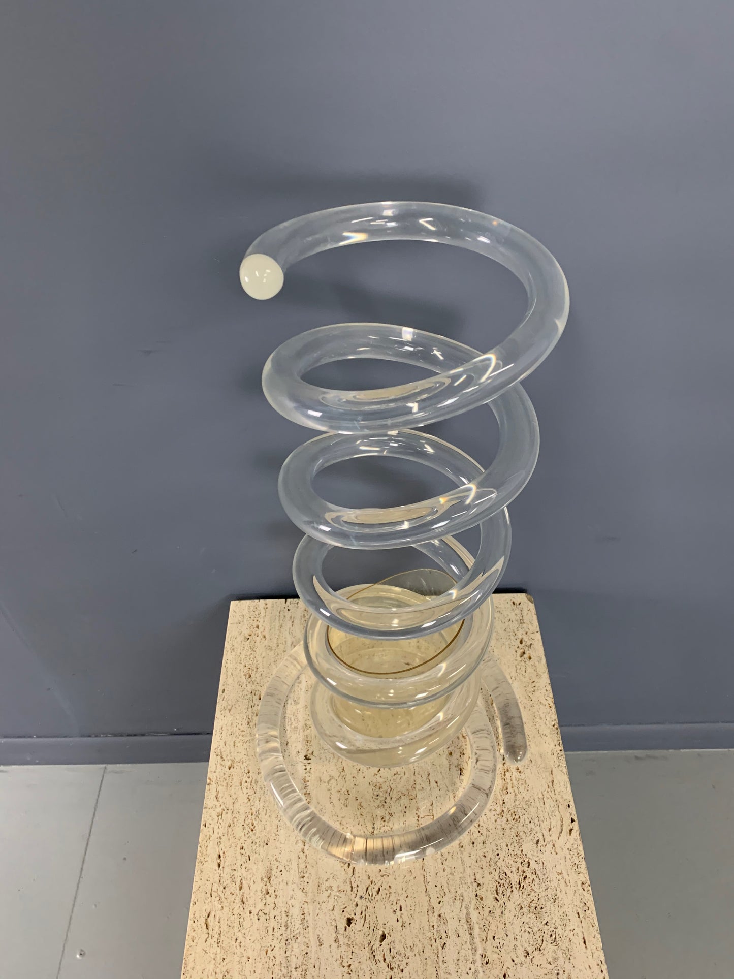 SOLD – Coiled Lucite Umbrella Stand by Dorothy Thorpe Midcentury