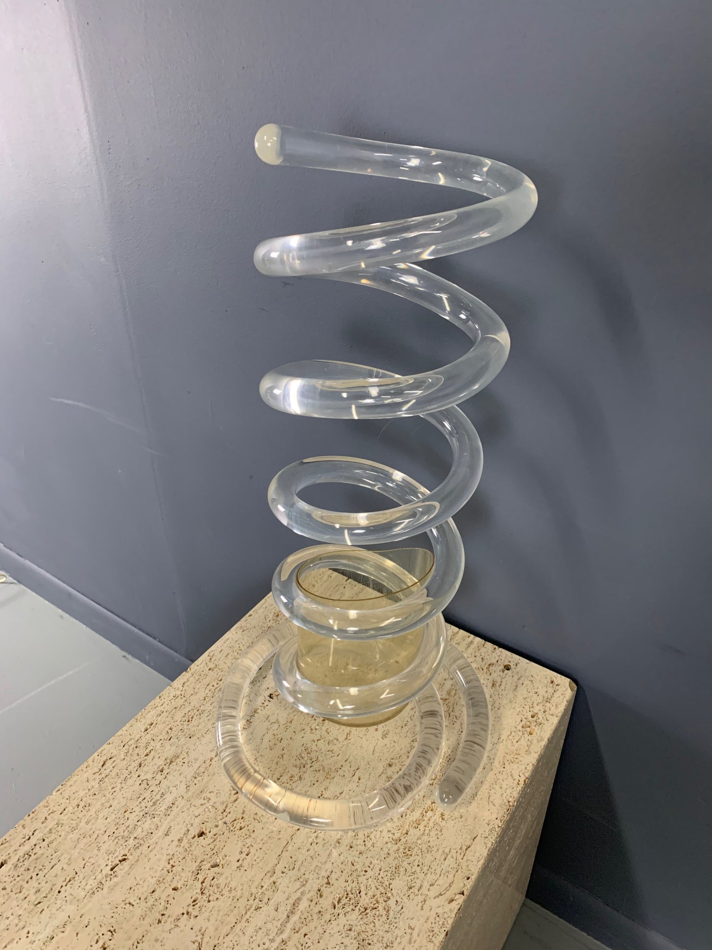 SOLD – Coiled Lucite Umbrella Stand by Dorothy Thorpe Midcentury