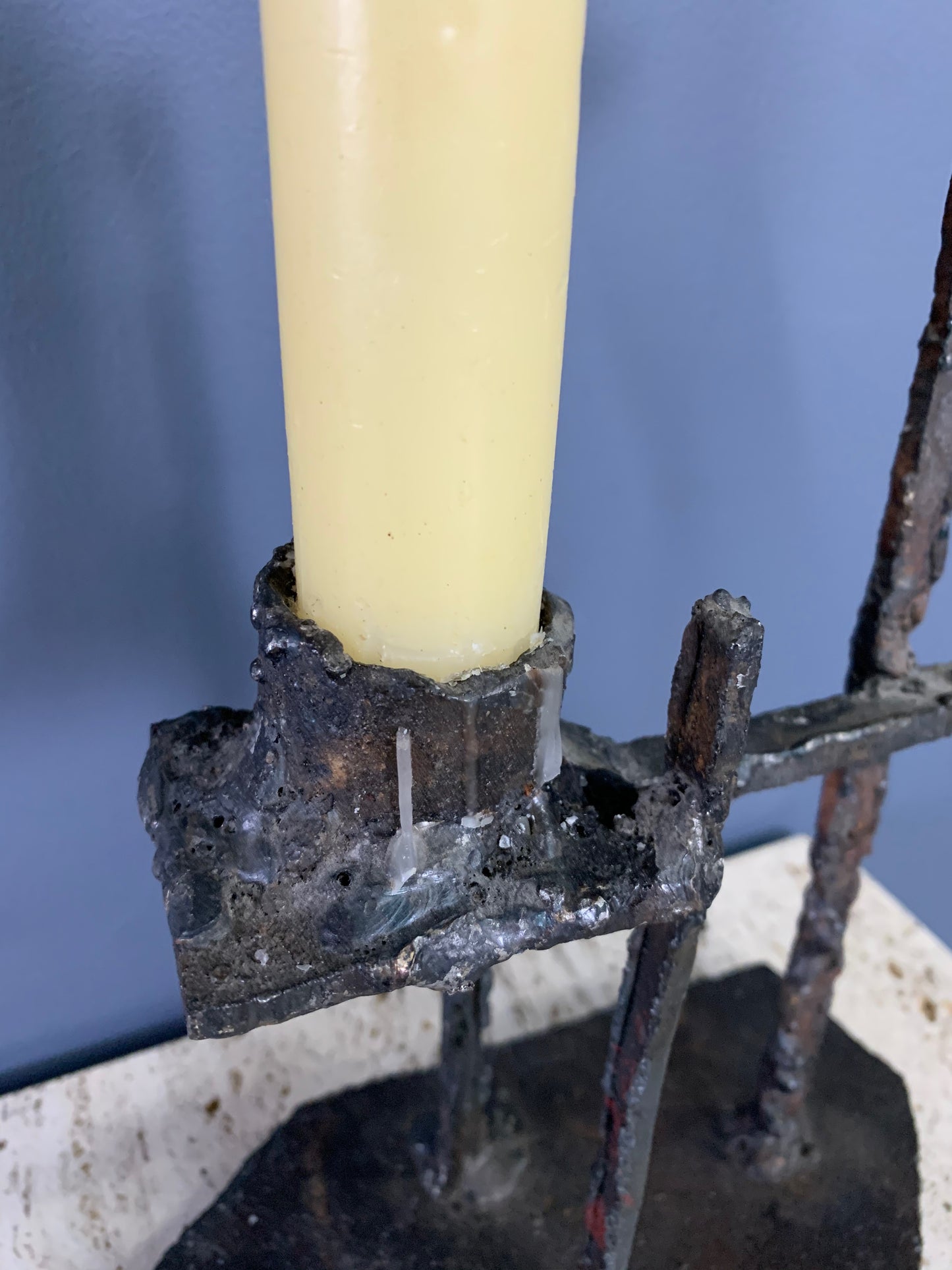 SOLD – Paul Evans Attributed Welded Steel Brutalist Candlestick
