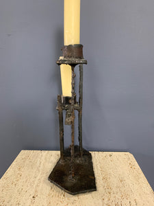 Paul Evans Attributed Welded Steel Brutalist Candlestick