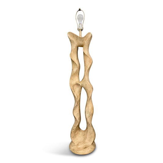 SOLD – 1980s Post Modern Plaster Floor lamp in a Free Form Ribbon Motif