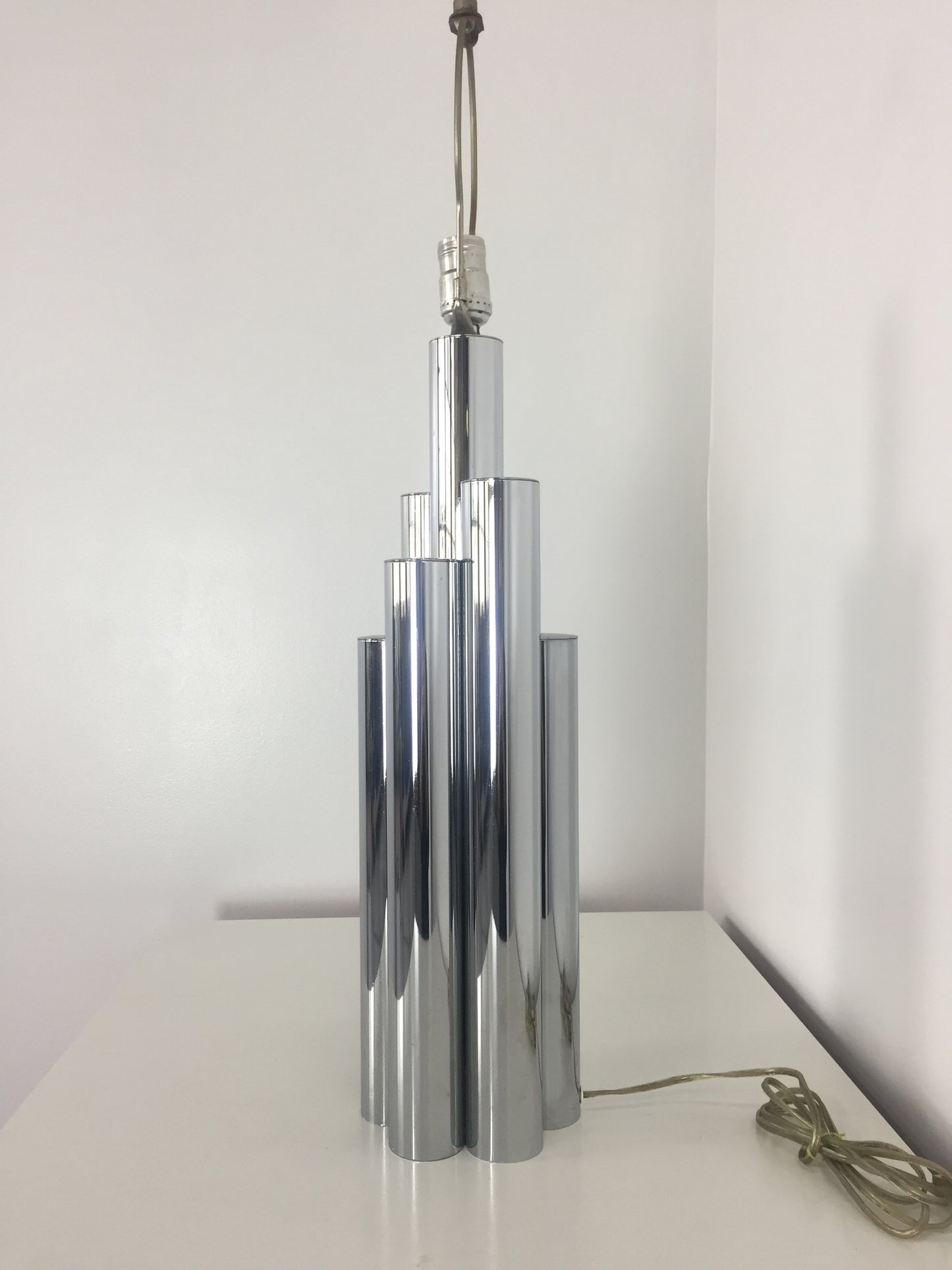 SOLD – Chrome Skyscraper Tubular Table Lamp