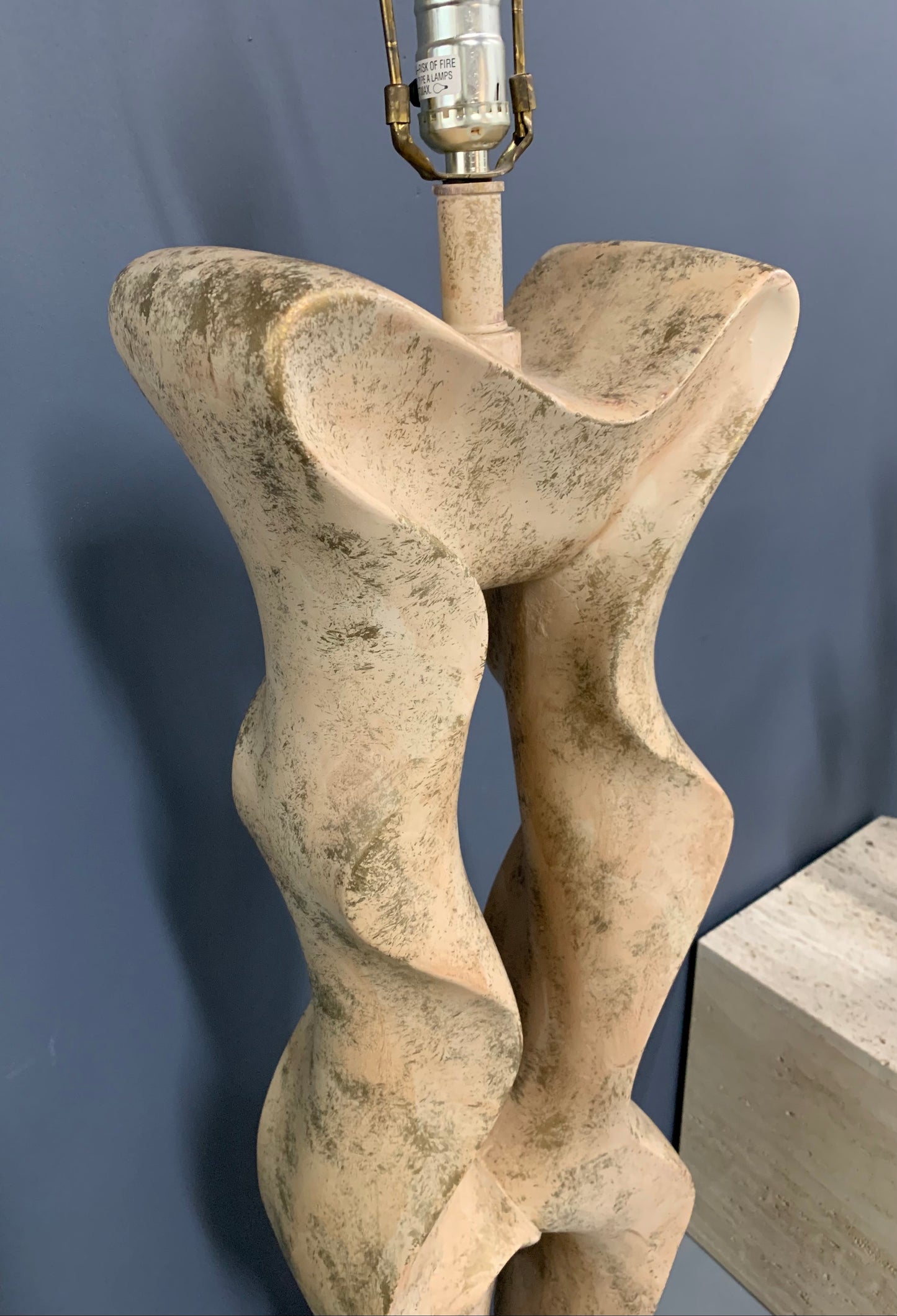 SOLD – 1980s Post Modern Plaster Floor lamp in a Free Form Ribbon Motif