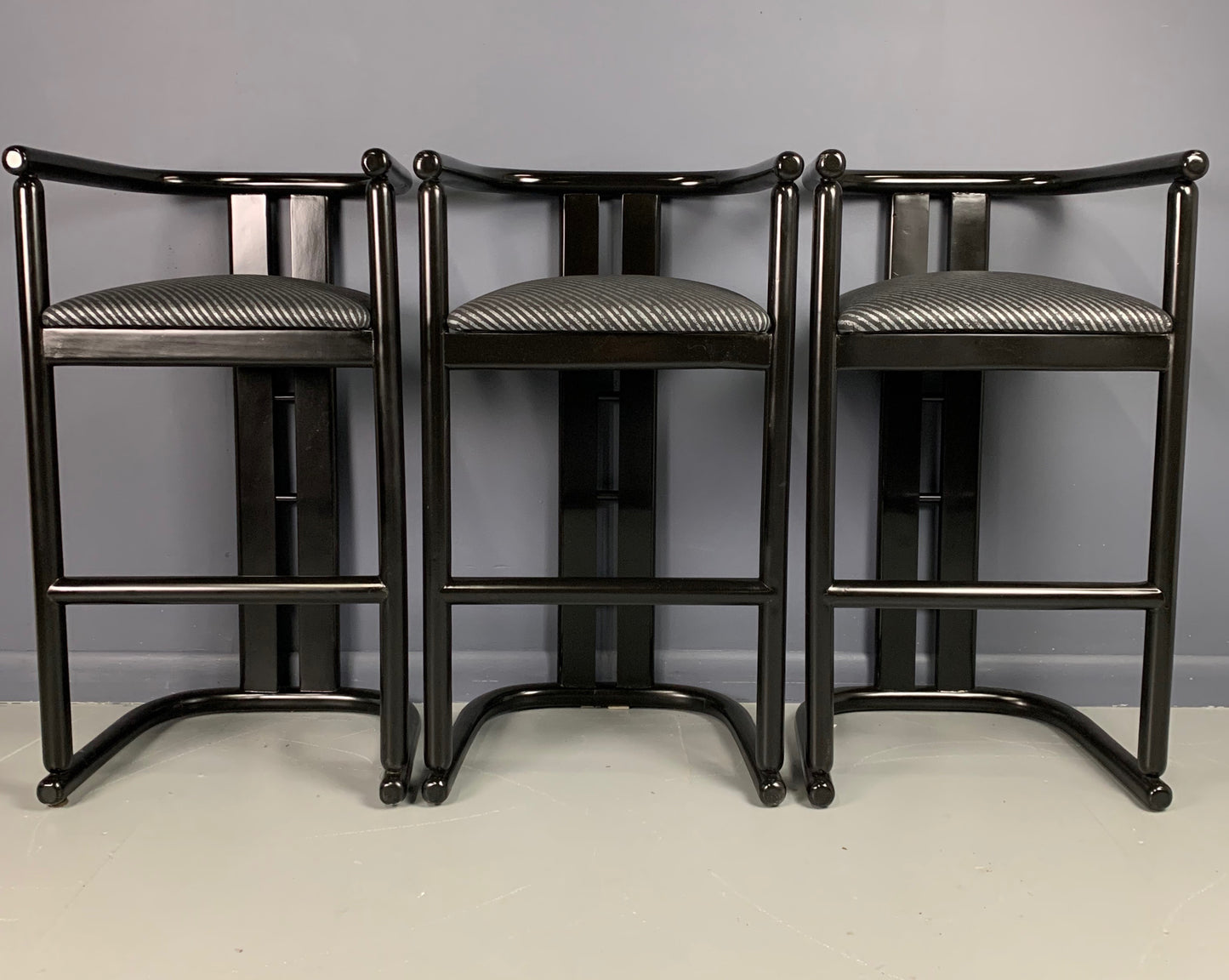 SOLD – Post Modern Bar Stools a Set of Three in the Style of Pierre Cardin