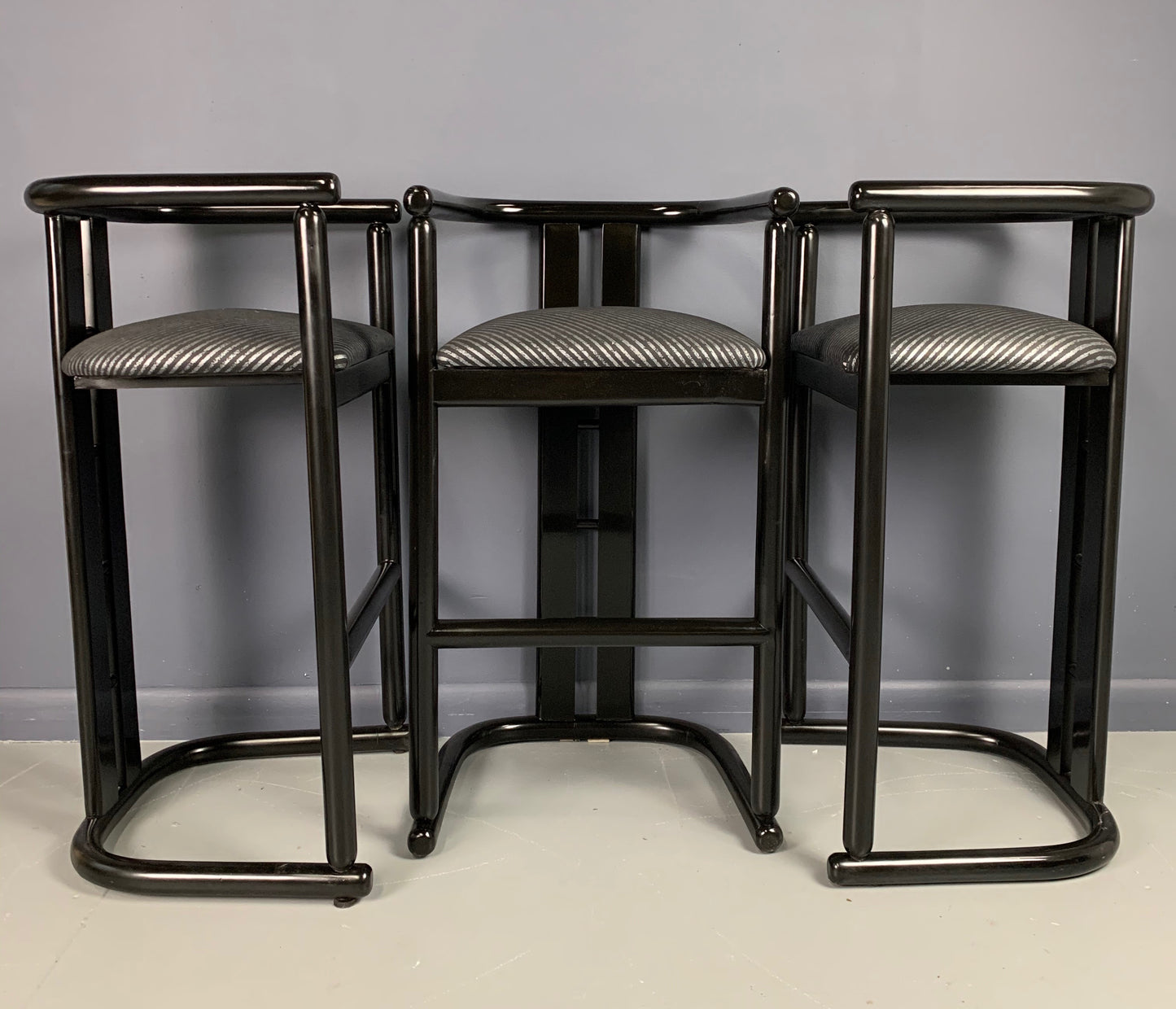 SOLD – Post Modern Bar Stools a Set of Three in the Style of Pierre Cardin