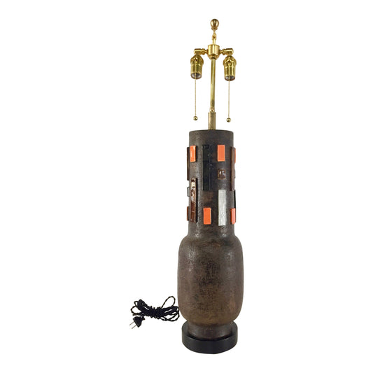 SOLD – Aldo Londi for Bitossi Large Table lamp with multi Colored Ceramic