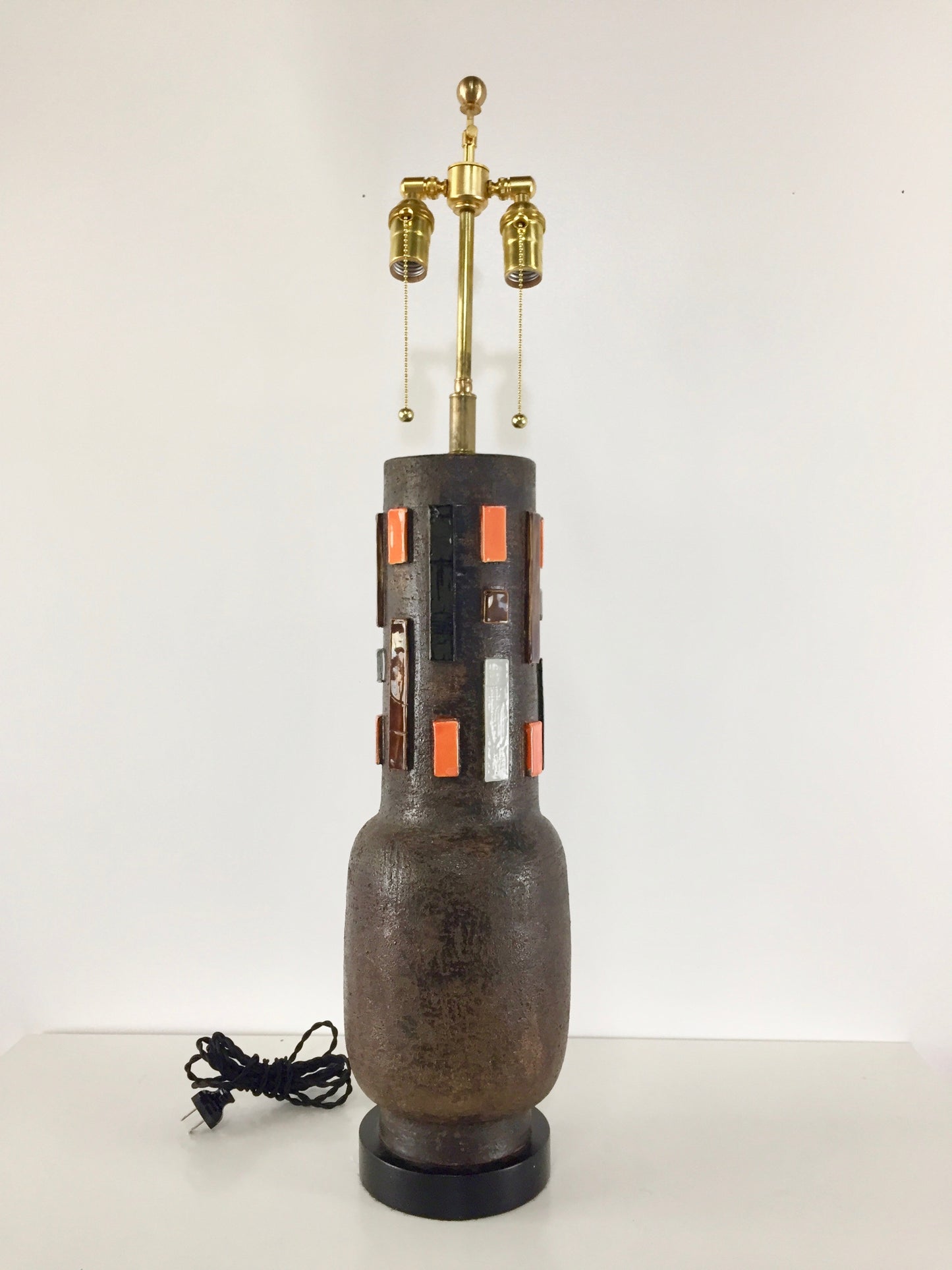 SOLD – Aldo Londi for Bitossi Large Table lamp with multi Colored Ceramic