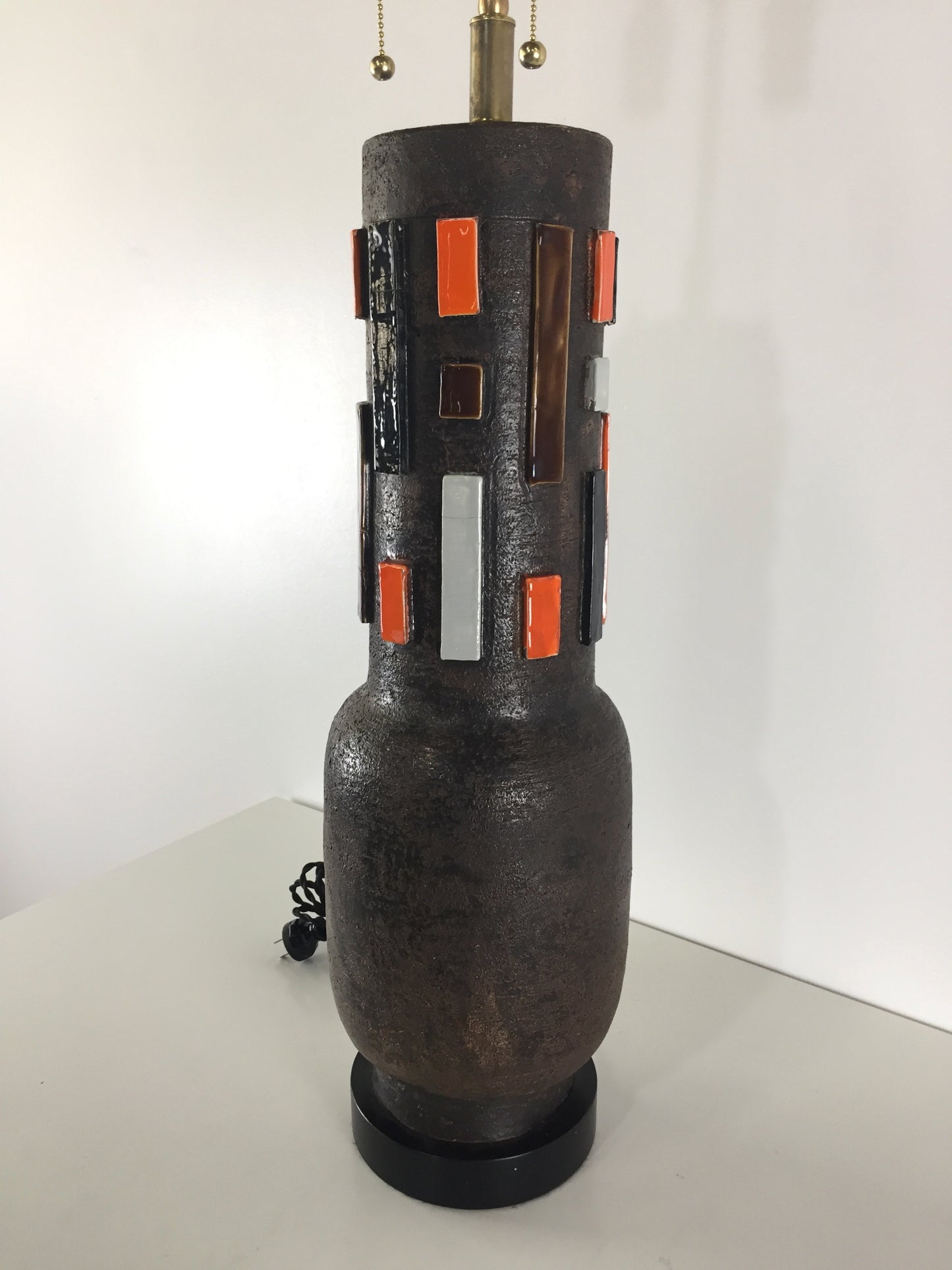SOLD – Aldo Londi for Bitossi Large Table lamp with multi Colored Ceramic