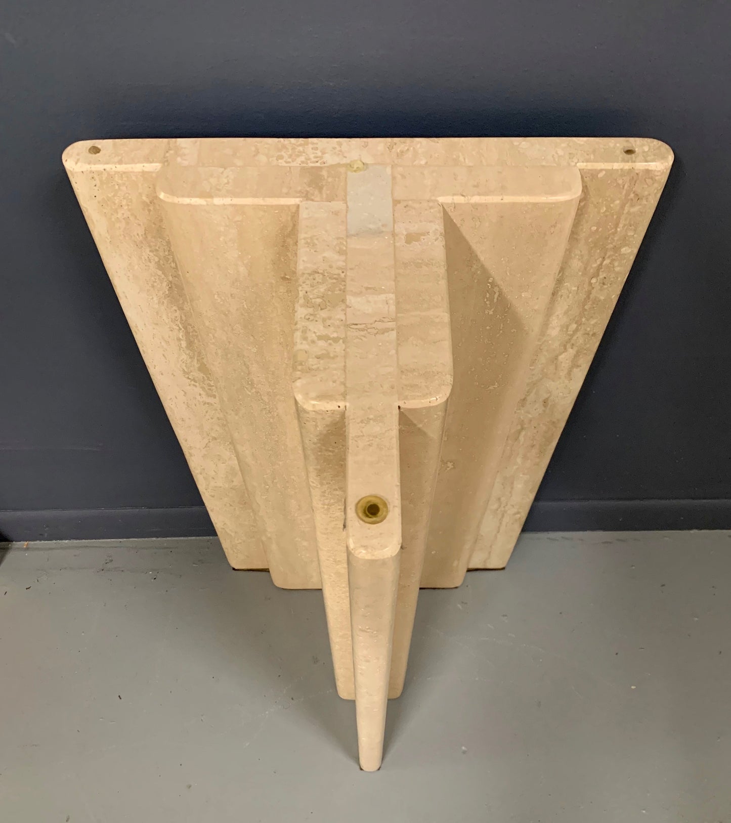 SOLD – Midcentury Italian Travertine and Glass Console Table
