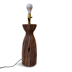 Lee Rosen for Design-Technics Terracotta Lamp with Incised Black Design