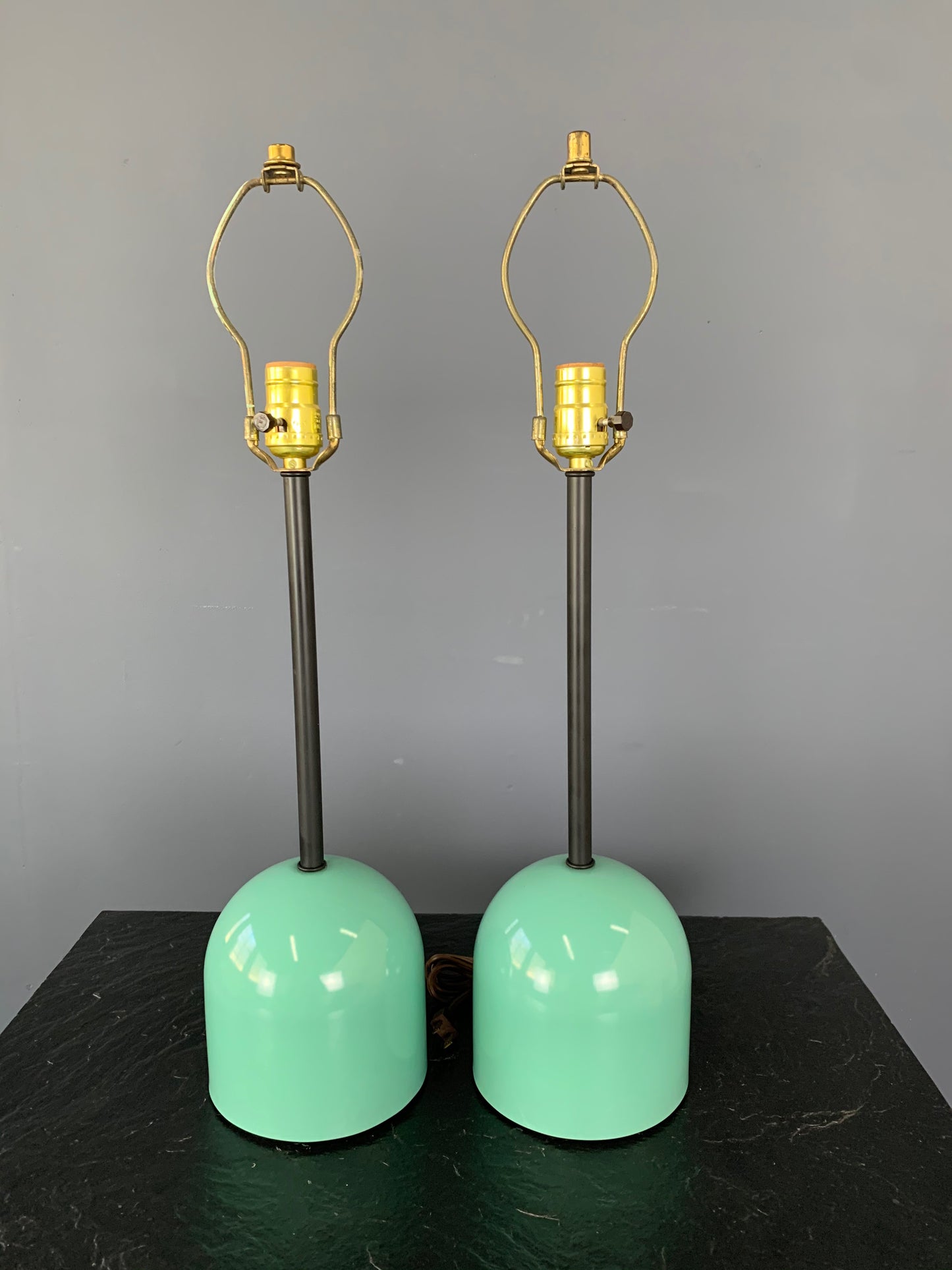 SOLD – 1990s Post Modern Mint Green Table Lamps in the Style of Michele De Lucchi - a Pair