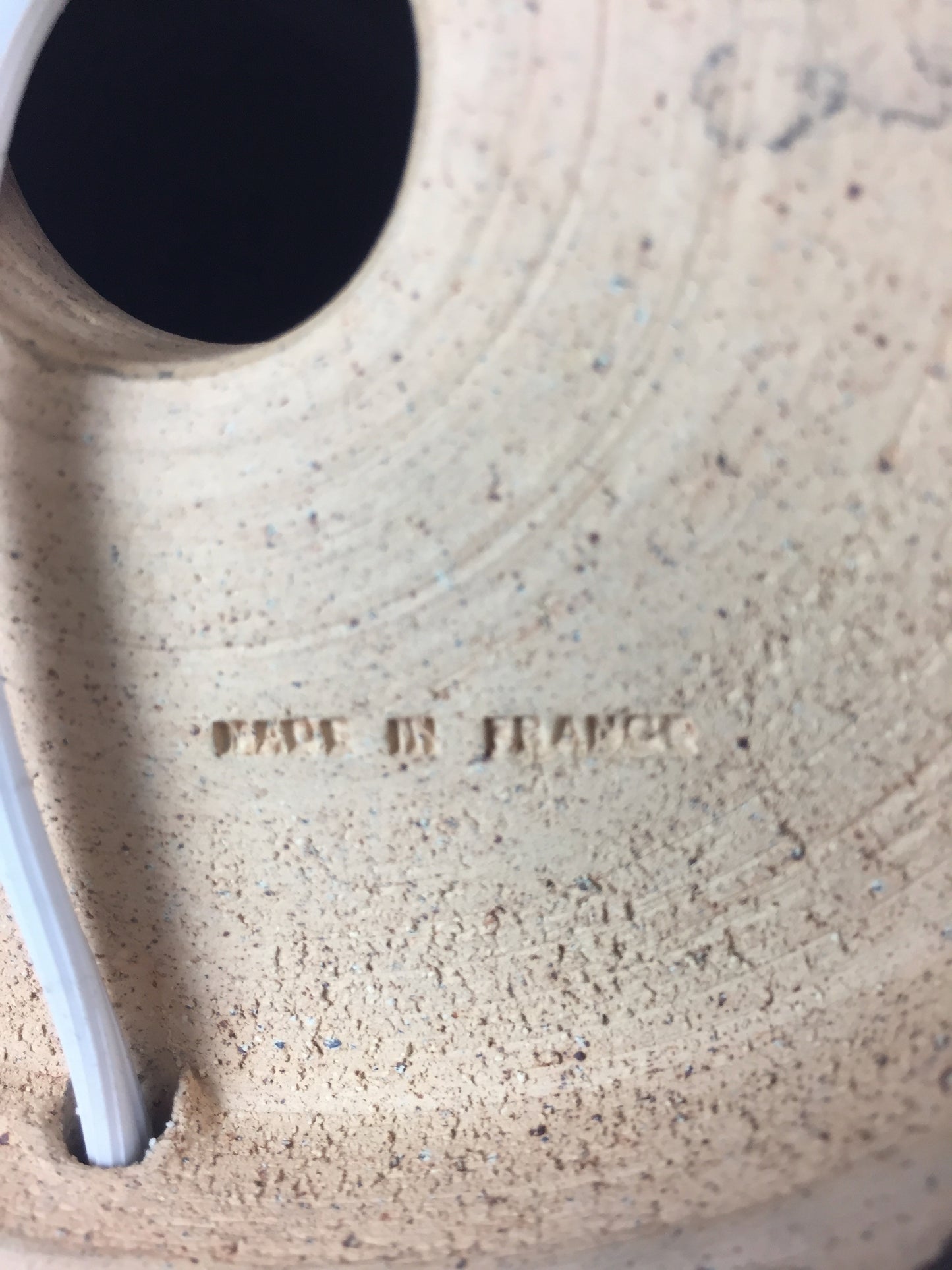 French Ceramic Lamp with incised design and appliqué fish