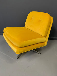 Mid Century Swivel Chair in Marigold Velvet