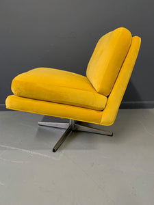 Mid Century Swivel Chair in Marigold Velvet
