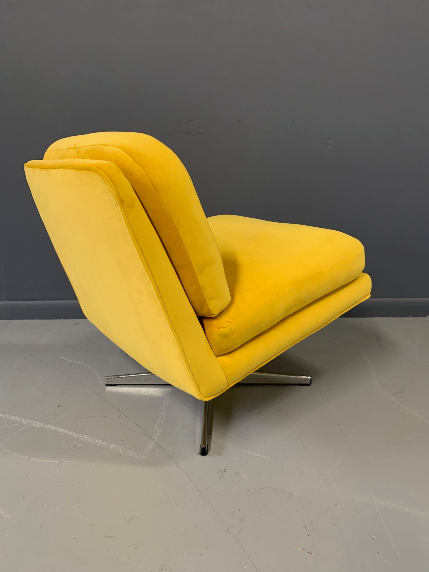 Mid Century Swivel Chair in Marigold Velvet