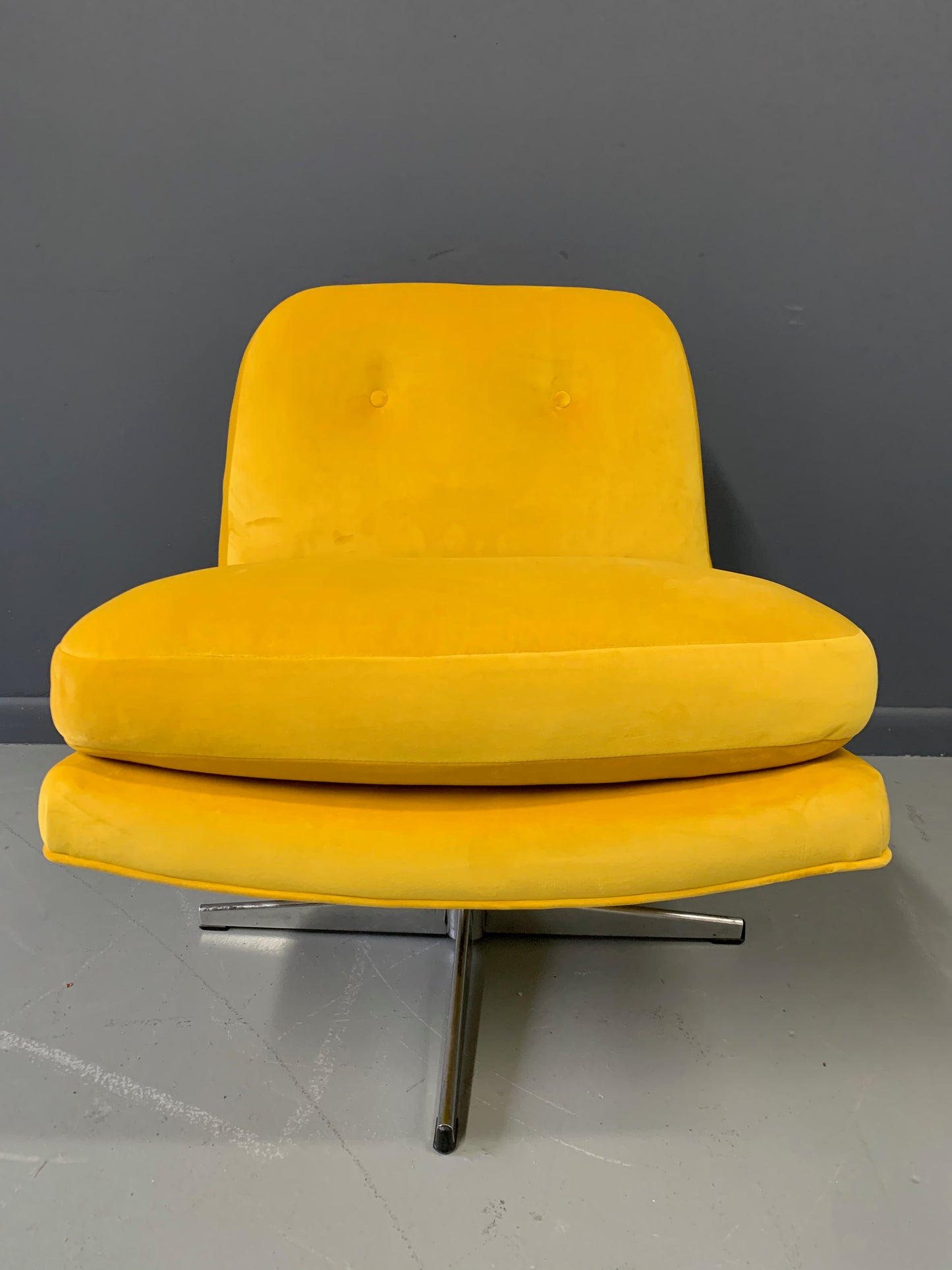 Mid Century Swivel Chair in Marigold Velvet