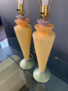 Post Modern Chalkware Lamps in the Style of Sottsass Marked Vard