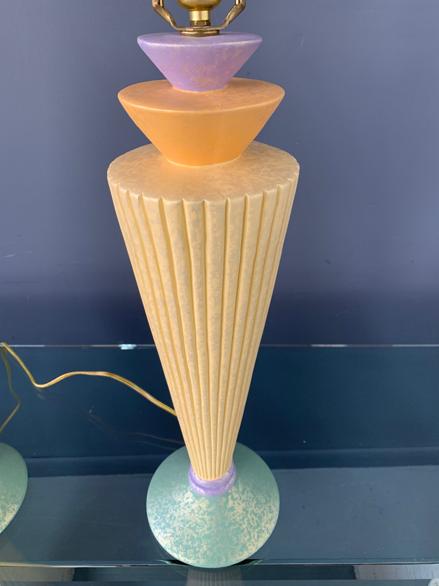 Post Modern Chalkware Lamps in the Style of Sottsass Marked Vard