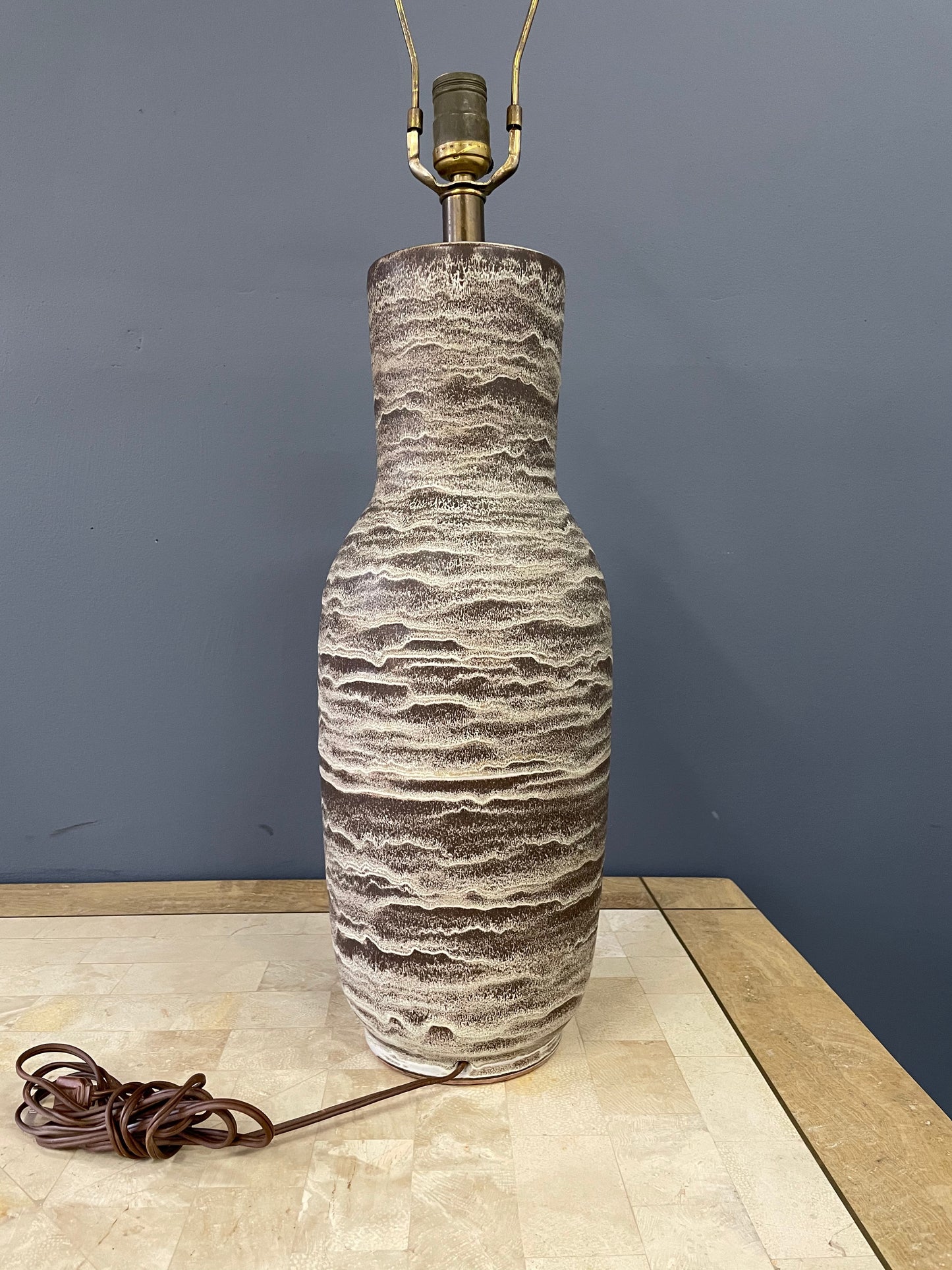 SOLD – Design Technics Geolayered Ceramic Table Lamp, C. 1960