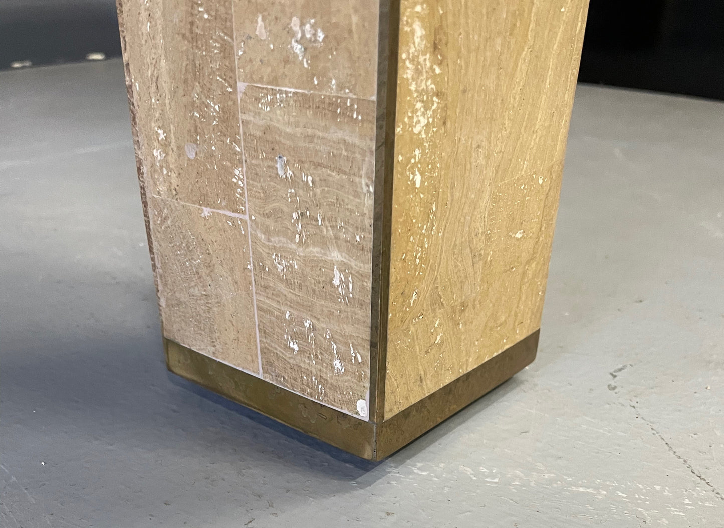 SOLD – Maitland-Smith Tesselated Stone and Brass Inlaid Game Table Mid century