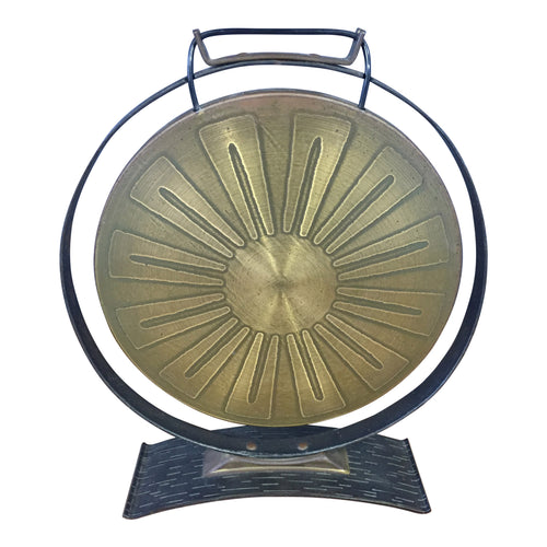 Brutalist Brass Gong in the Mid Century Style