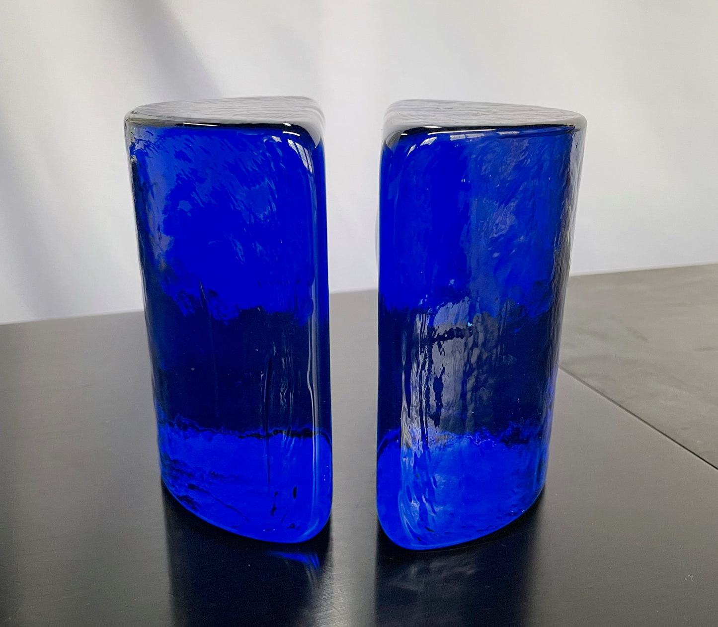 SOLD – Blenko Cobalt Blue Half Circle Bookends
