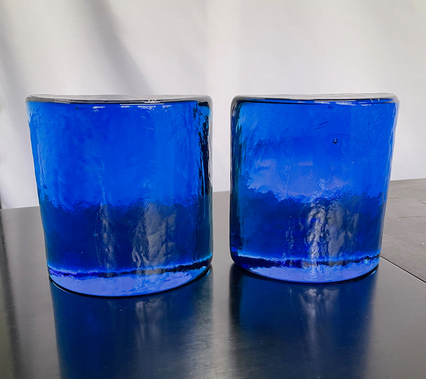 SOLD – Blenko Cobalt Blue Half Circle Bookends