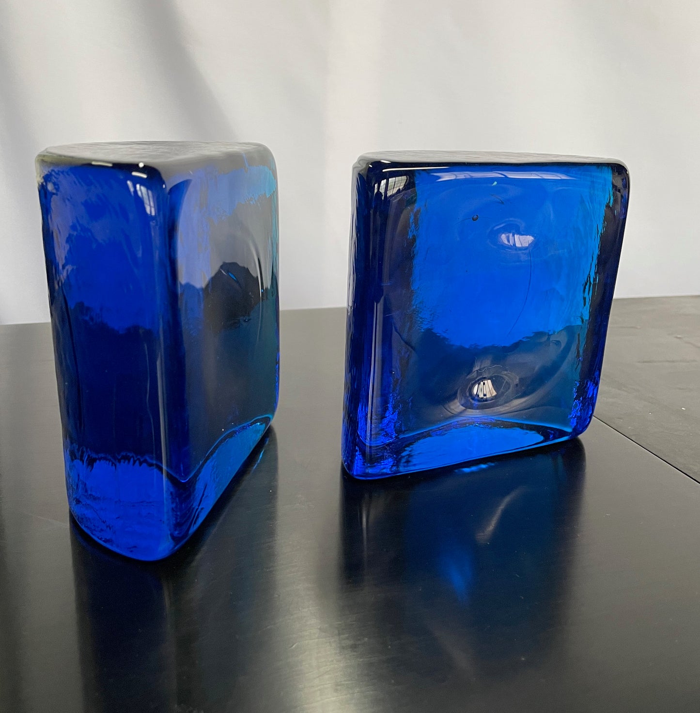 SOLD – Blenko Cobalt Blue Half Circle Bookends