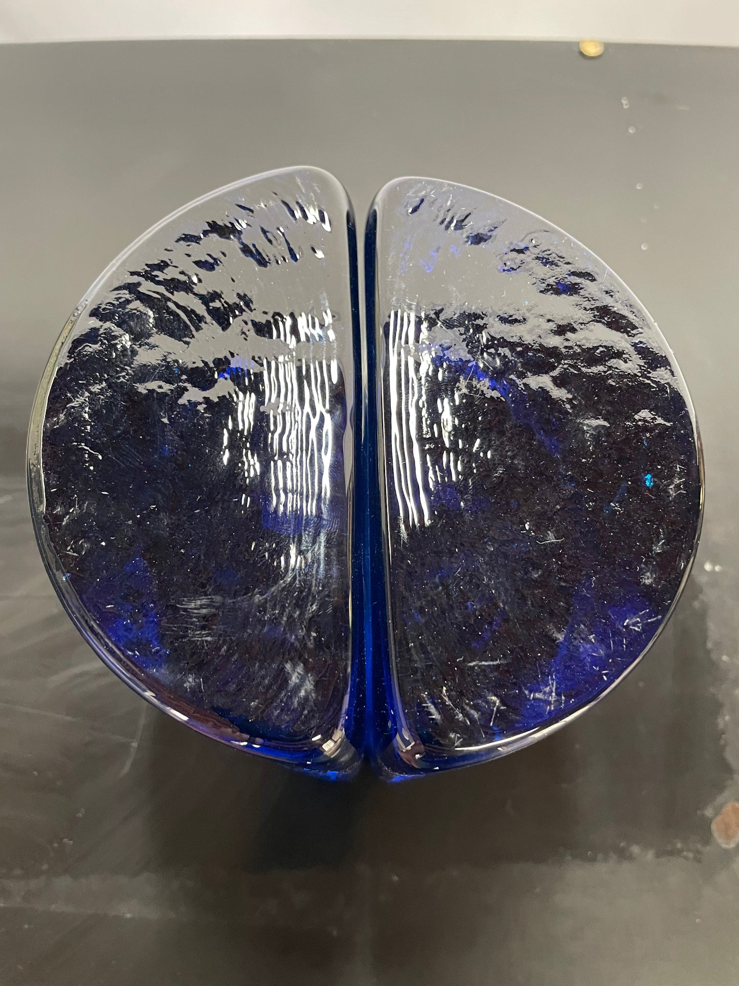 SOLD – Blenko Cobalt Blue Half Circle Bookends
