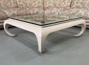Hollywood Regency Lacquered Asian Influenced Coffee Table in Dusty Rose
