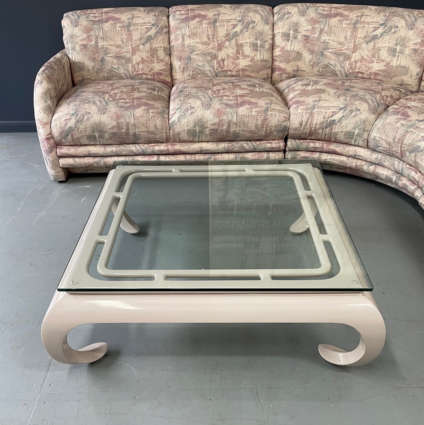 SOLD – Hollywood Regency Lacquered Asian Influenced Coffee Table in Dusty Rose