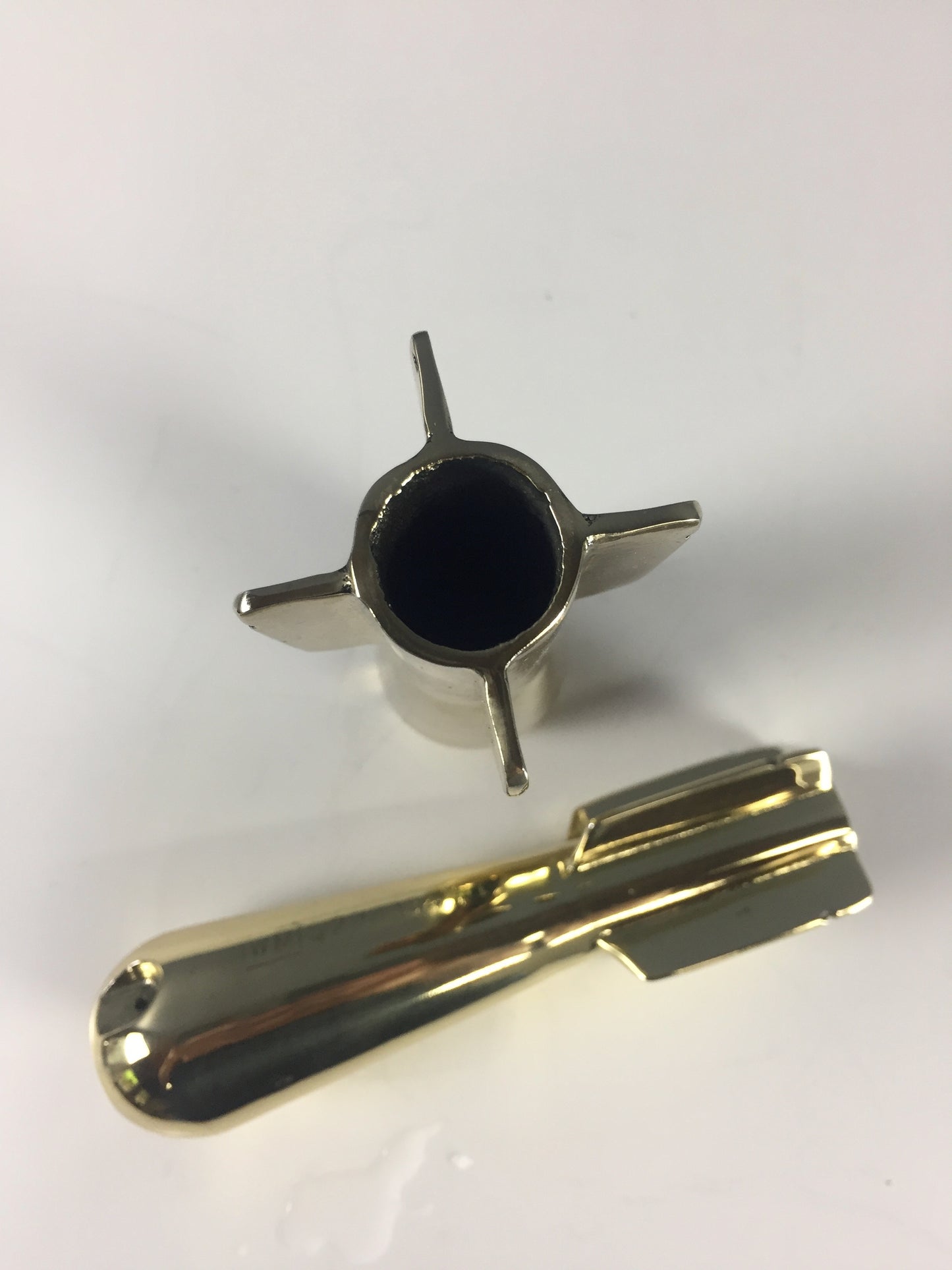 Brassed Pair of WWll Era Mortar Shell Paperweights or Bookends Mid Century