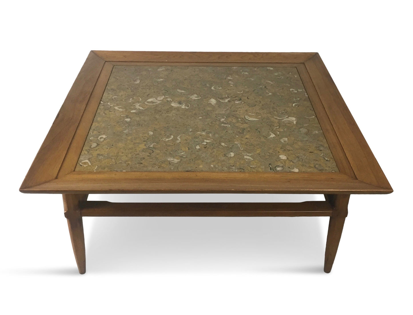 SOLD – Tomlinson Marble and Pecan Mid Century Coffee Table