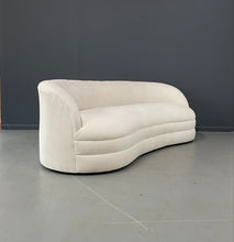 Load image into Gallery viewer, Weiman Style Curved Mid Century Sofain Textured White Velvet