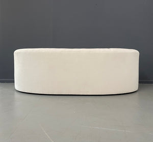 Weiman Style Curved Mid Century Sofain Textured White Velvet
