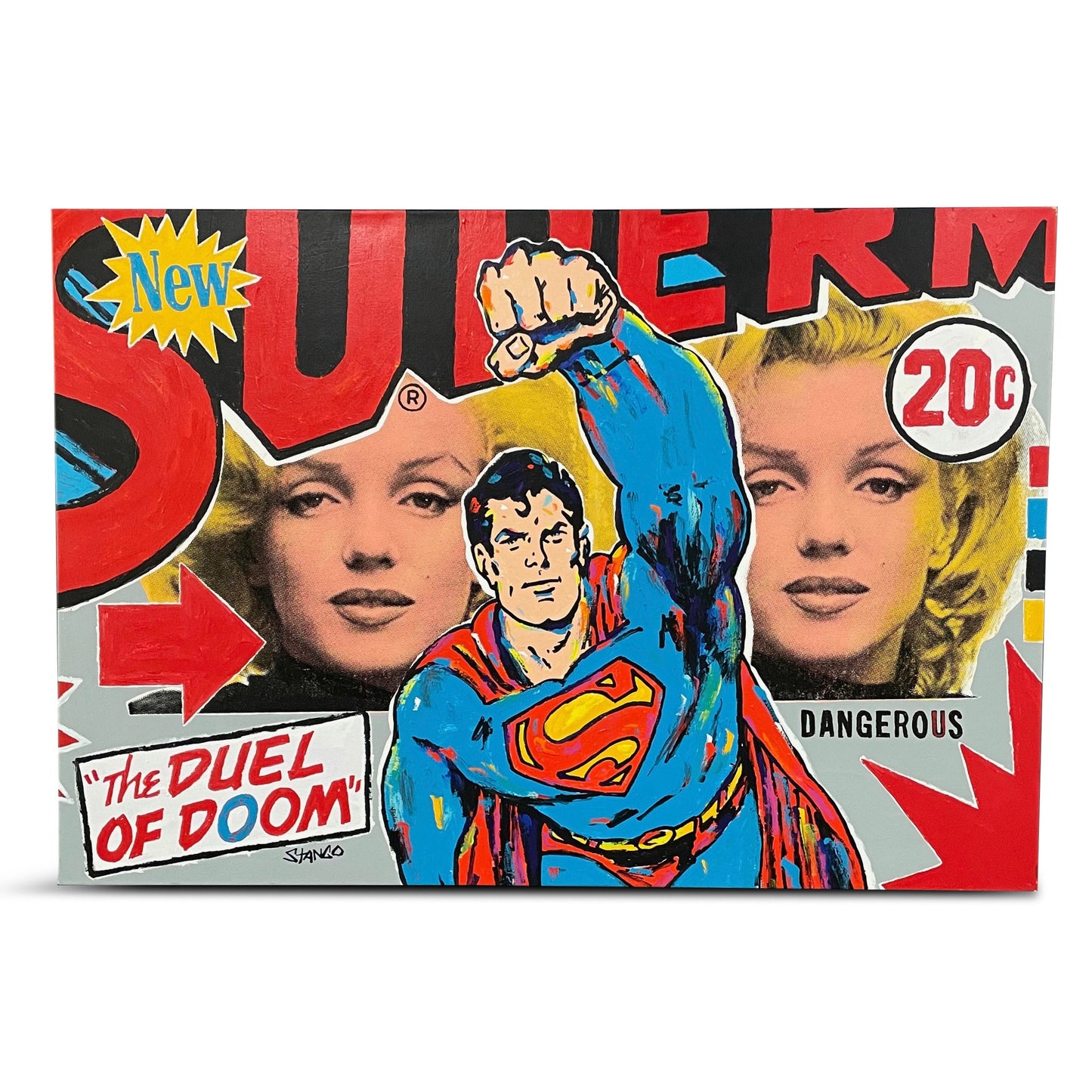 SOLD – John Stango's Pop Art "Duel of Doom" Oil on Canvas
