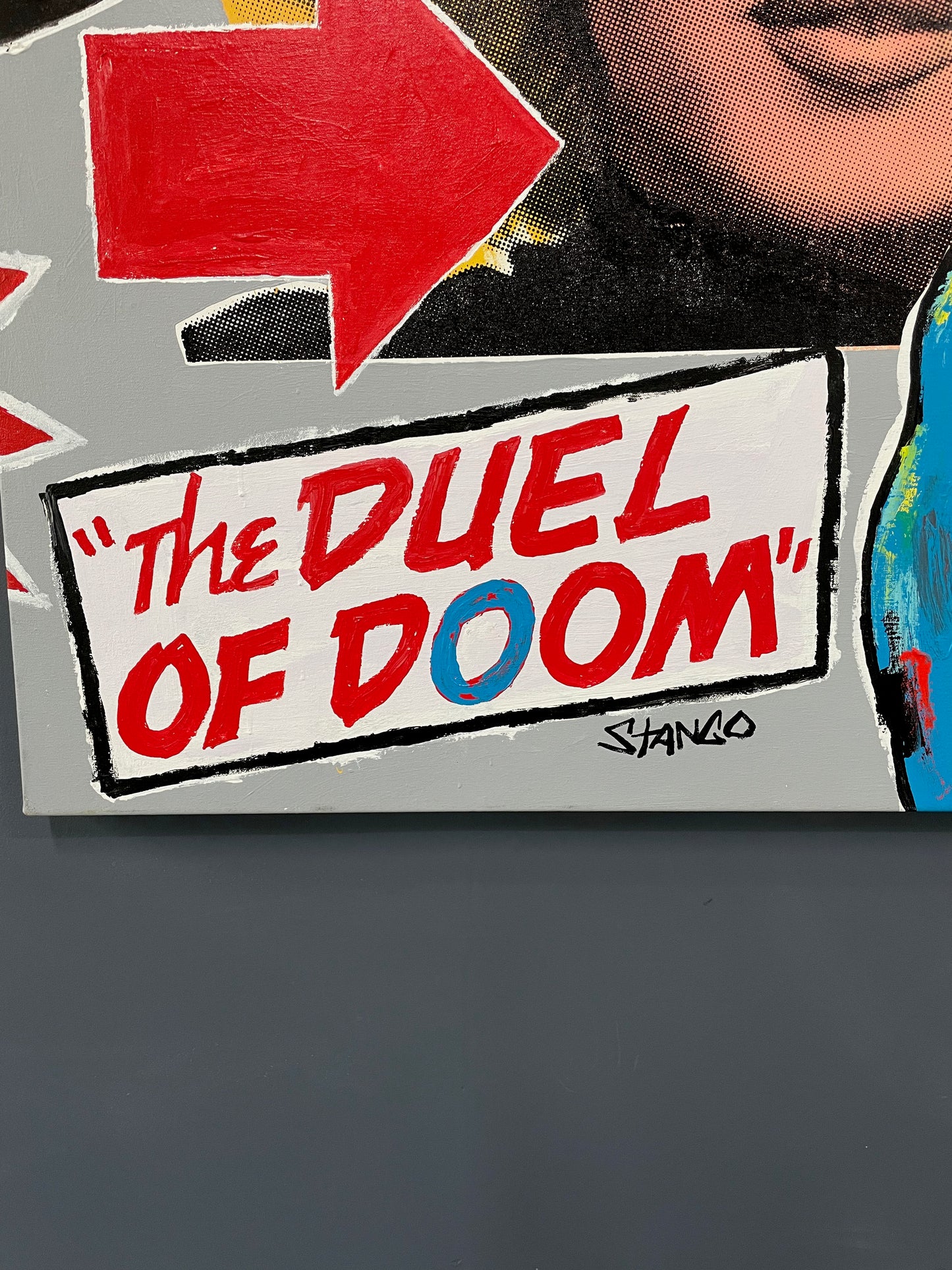 SOLD – John Stango's Pop Art "Duel of Doom" Oil on Canvas
