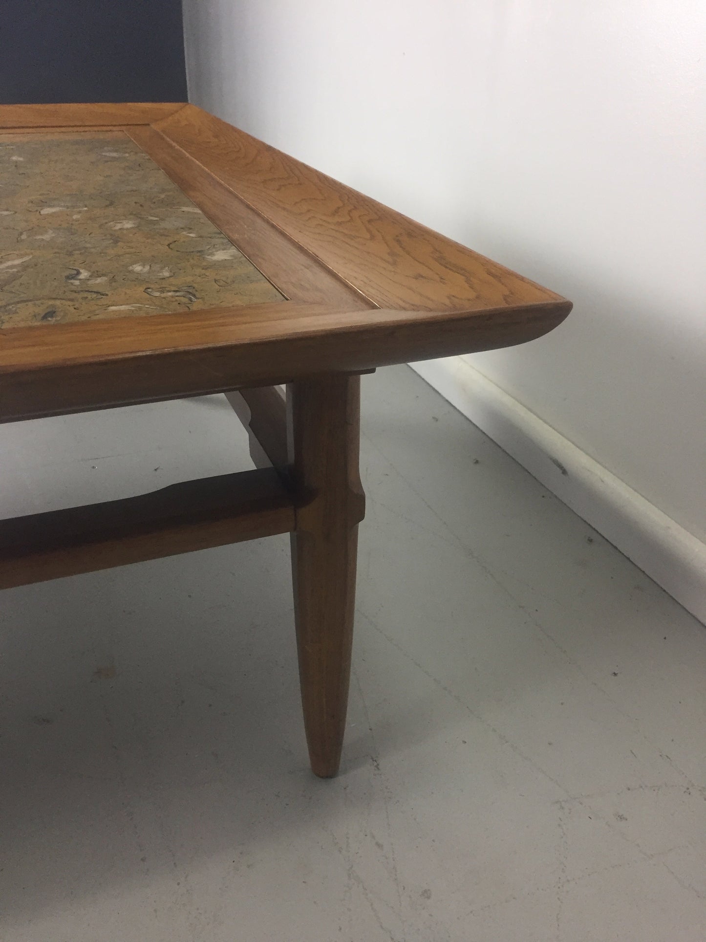 SOLD – Tomlinson Marble and Pecan Mid Century Coffee Table