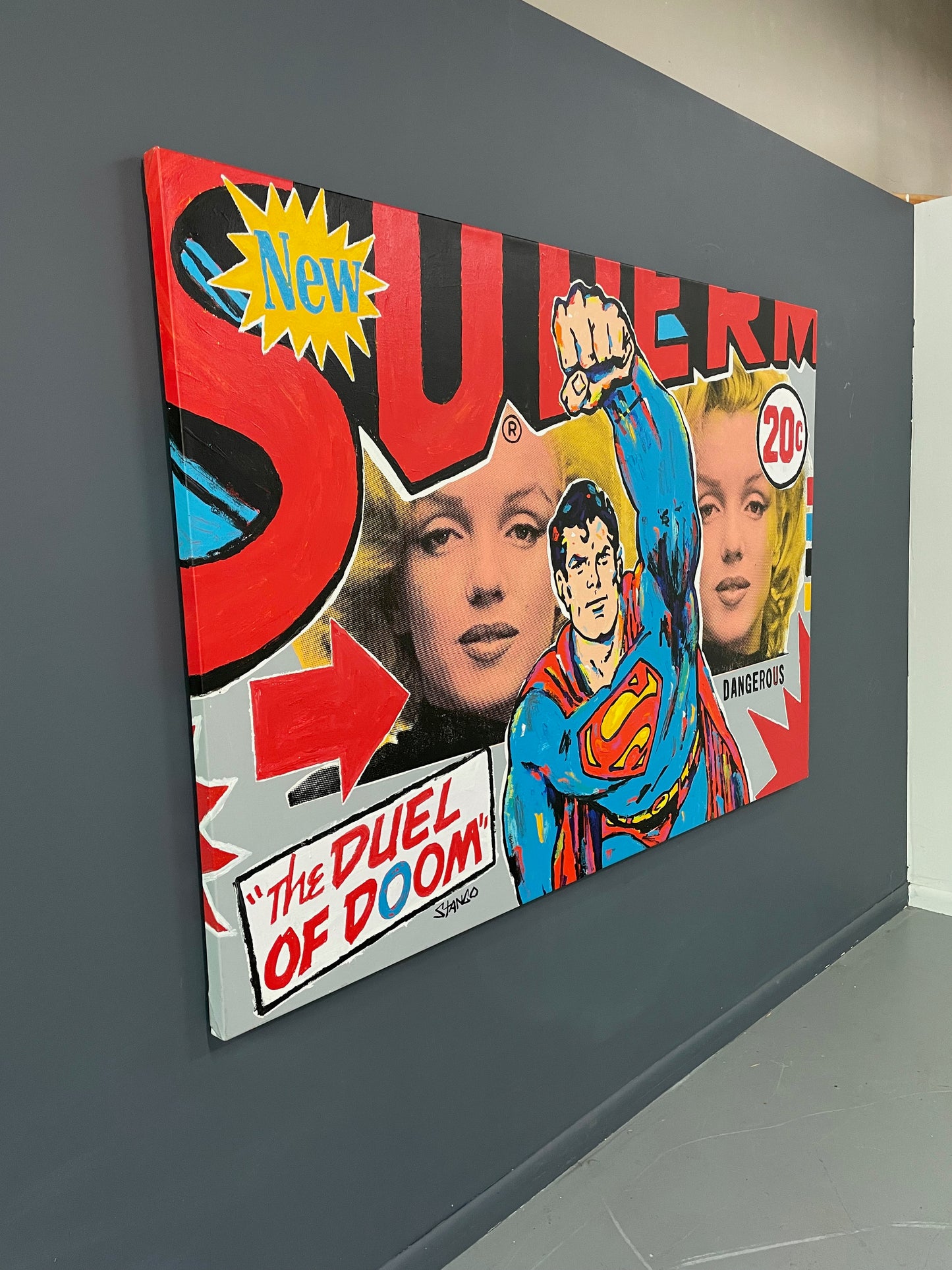SOLD – John Stango's Pop Art "Duel of Doom" Oil on Canvas