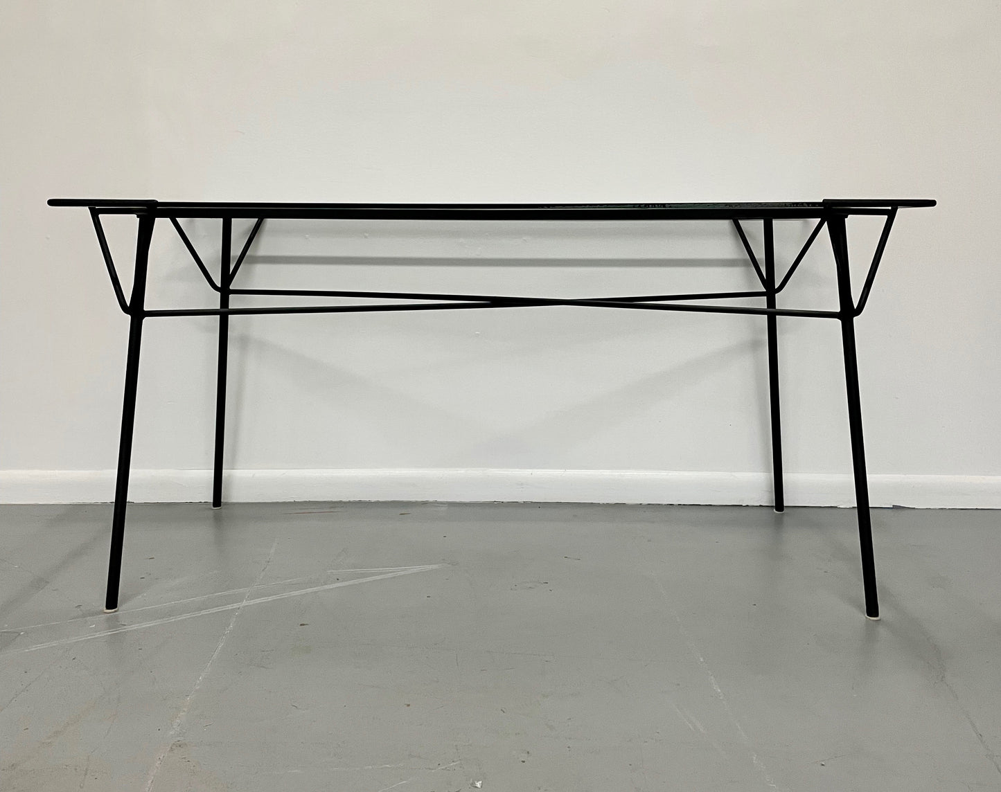 Geometric Iron and Glass Dining Table by Ossia Arkus for Arbuck Mid Century