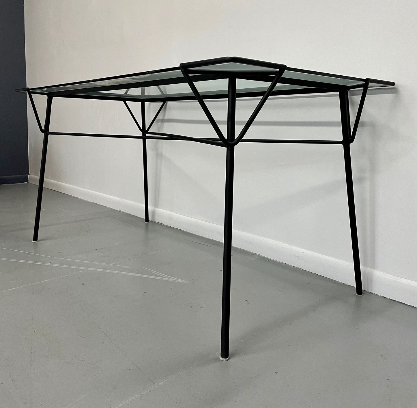 Geometric Iron and Glass Dining Table by Ossia Arkus for Arbuck Mid Century