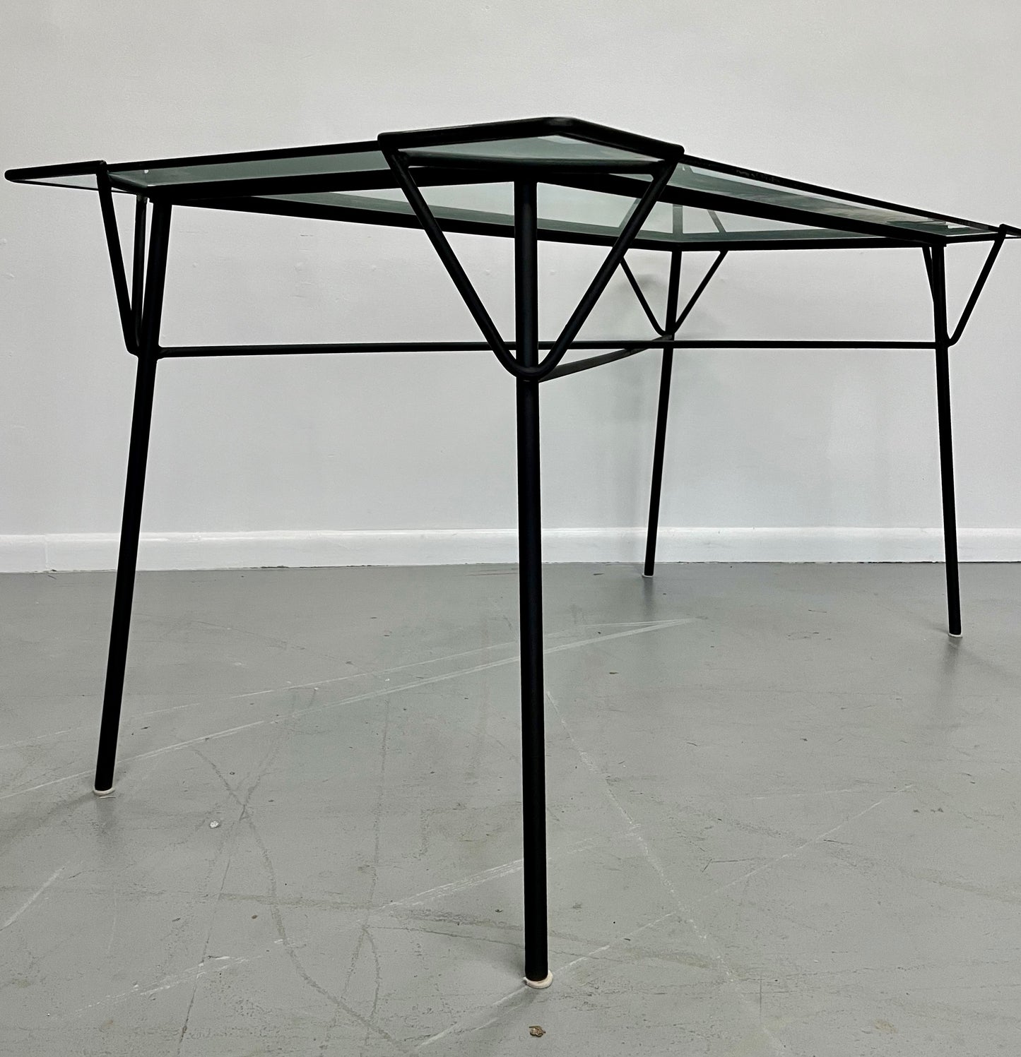 Geometric Iron and Glass Dining Table by Ossia Arkus for Arbuck Mid Century