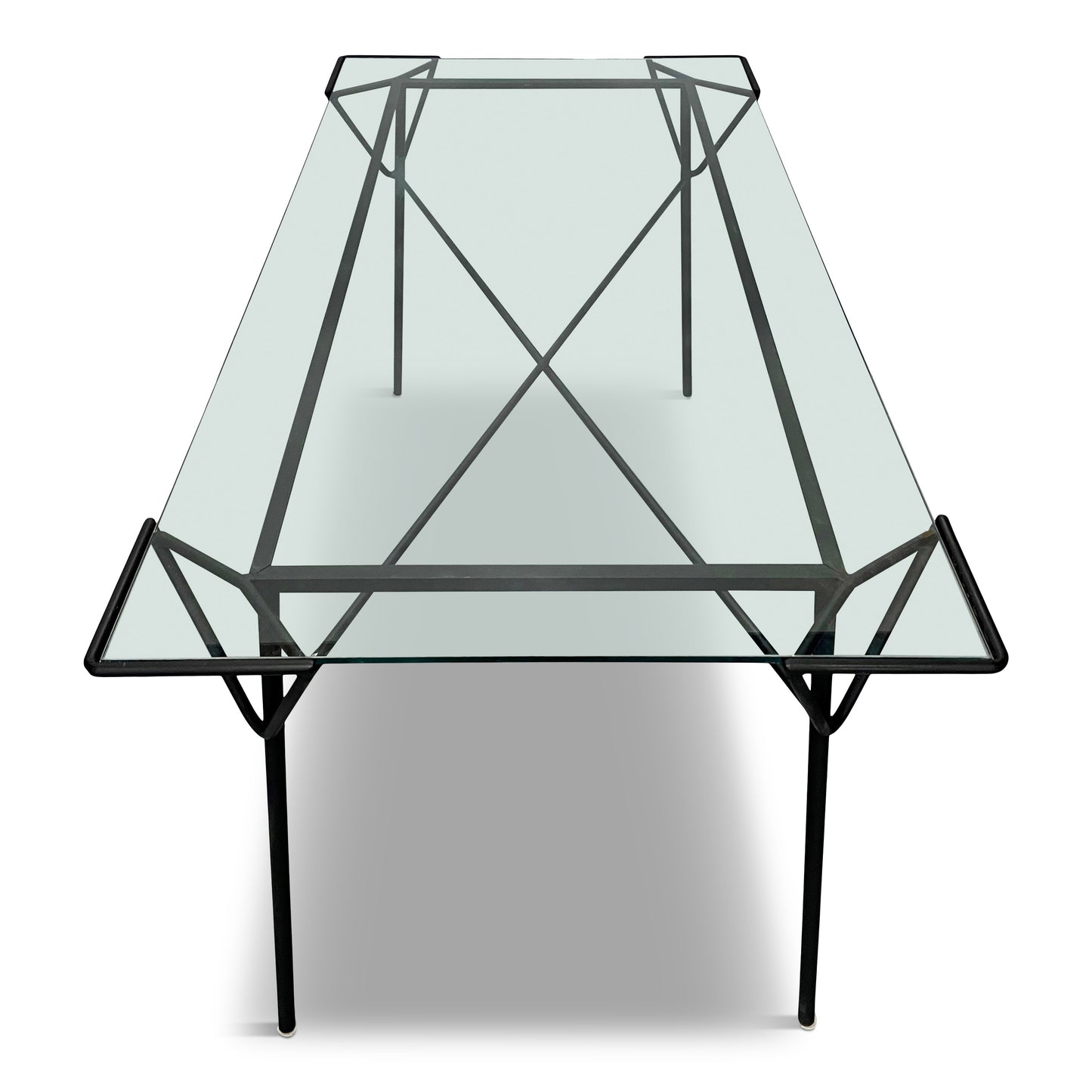 Geometric Iron and Glass Dining Table by Ossia Arkus for Arbuck Mid Century